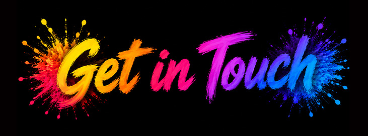 Get in touch in colourful font