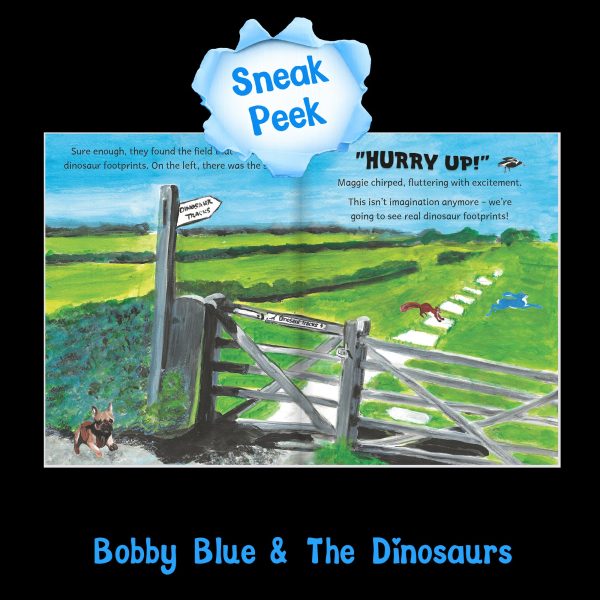 Sneak peek inside Bobby Blue and the Dinosaurs: Bobby Blue and friends race to see real dinosaur footprints