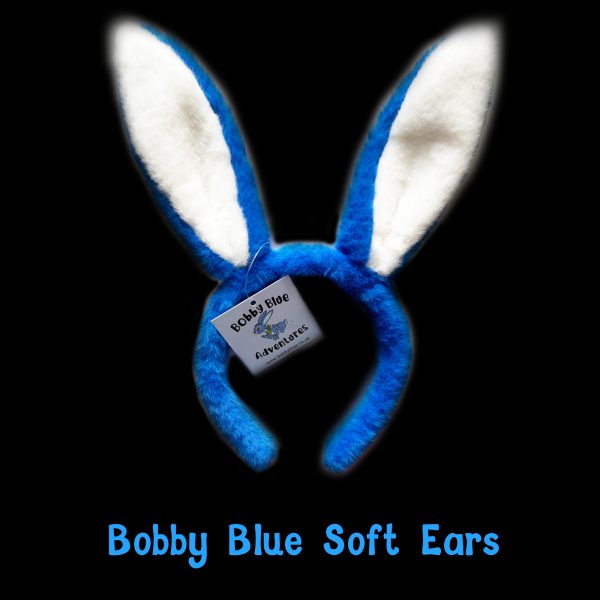 Bobby Blue Soft Ears Bobby Blue Soft Ears: fluffy blue and white hare ears headband with a Bobby Blue Adventures tag
