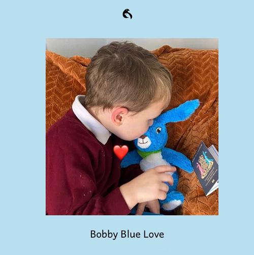 Bobby Blue fan with the Bobby Blue Teddy Hare and Bobby Blue books