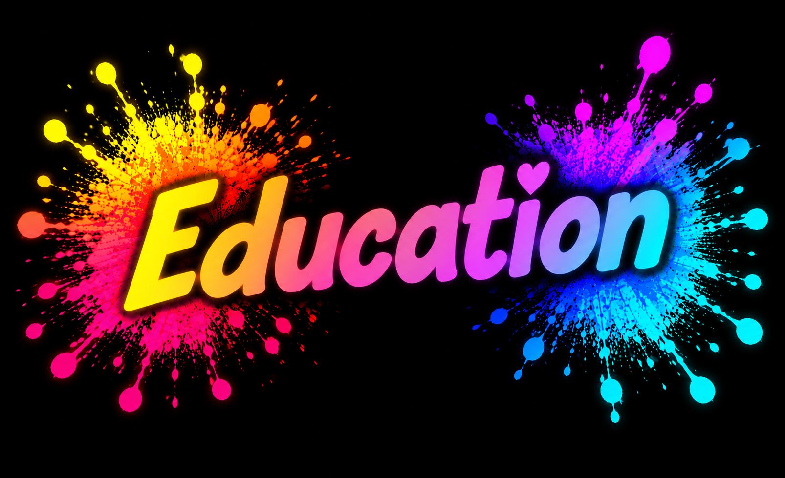 Education title in bright neon paint-splash lettering for Pink Patsy learning resources by Magmay Books