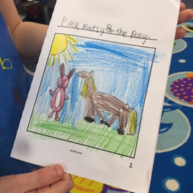 A child’s own Pink Patsy and the Pony story book cover, written and illustrated during a Magmay Books creative workshop