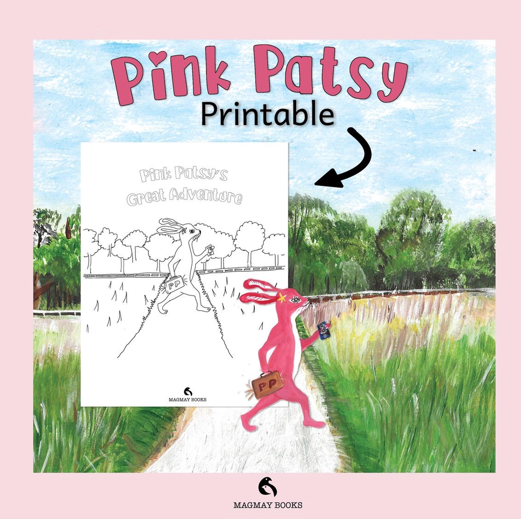 Pink Patsy’s Great Adventure printable colouring sheet from Magmay Books