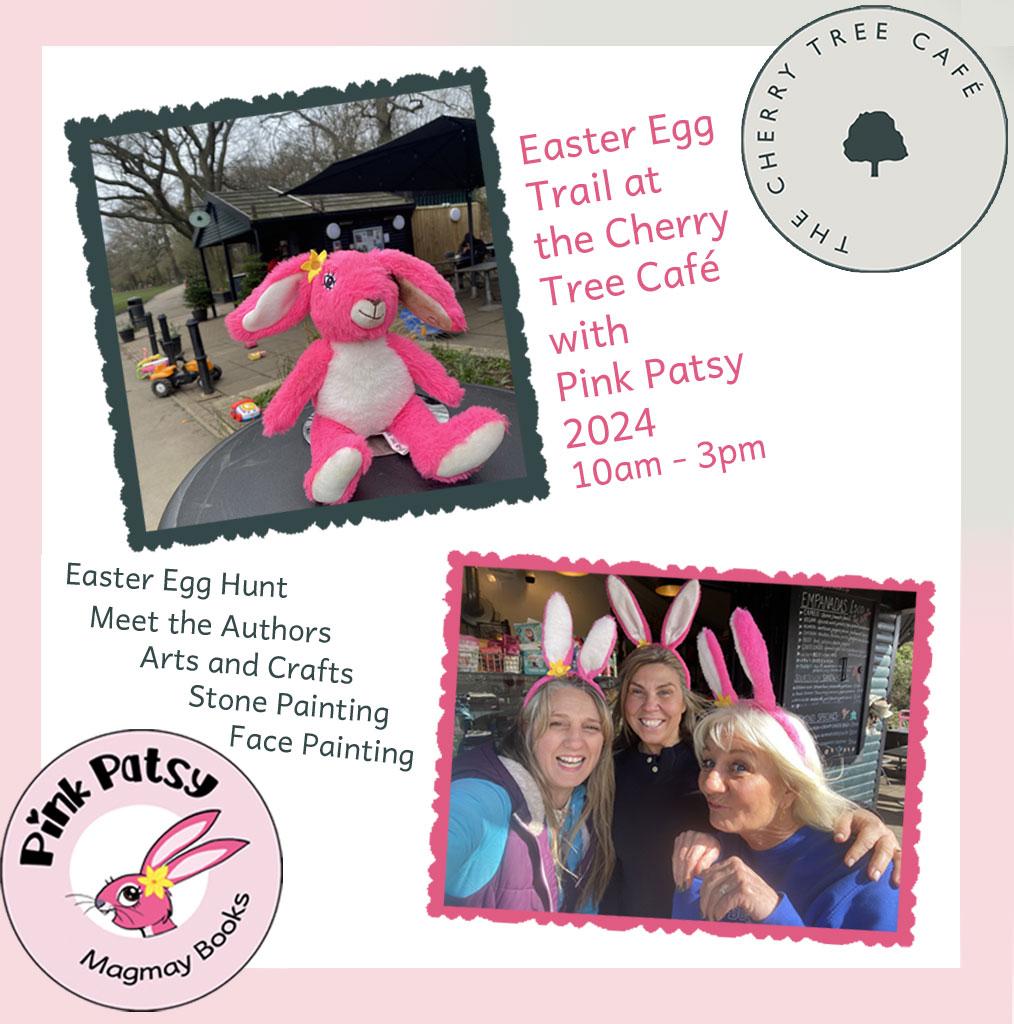 Pink Patsy at the Cherry Tree Wood cafe Easter egg hunt
