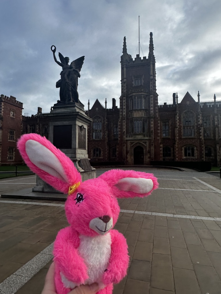 Pink Patsy in front of the Lanyon Building at Queen’s University Belfast, Northern Ireland