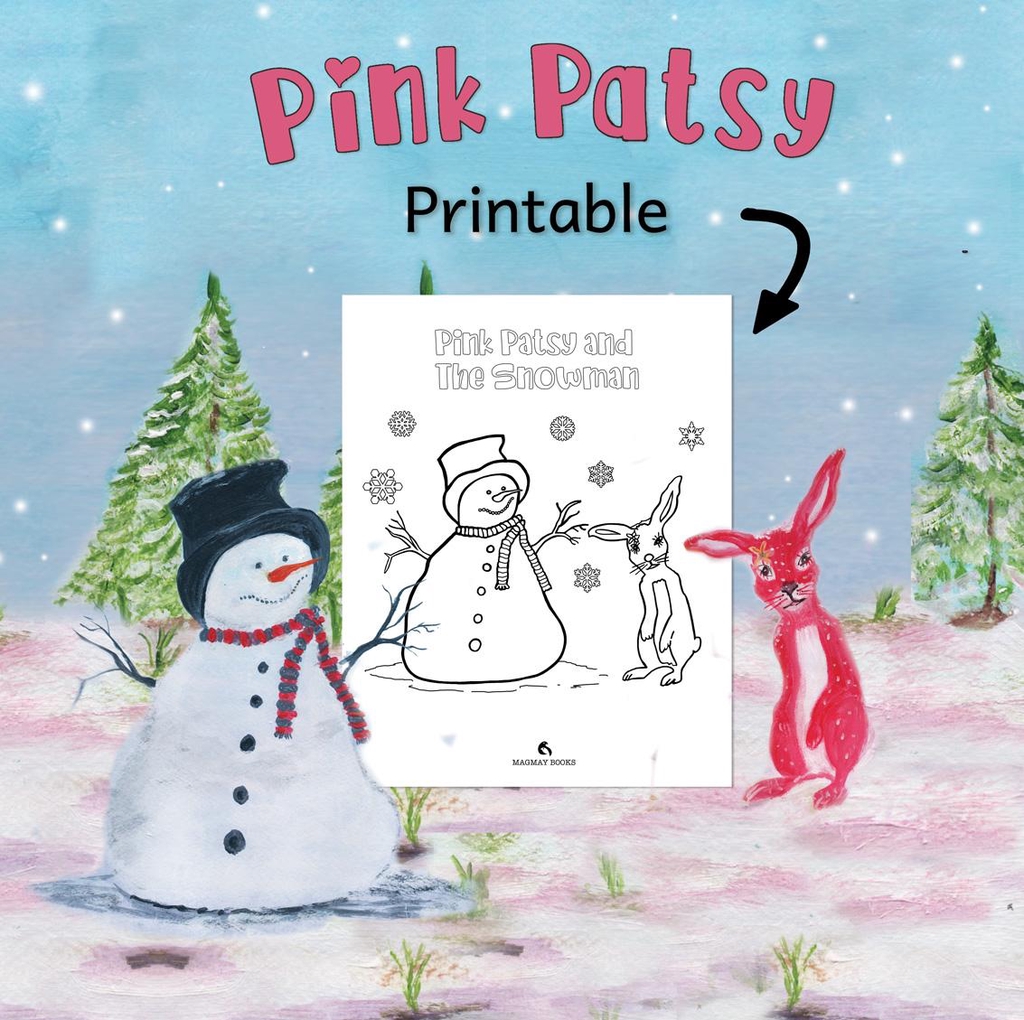 Pink Patsy and the Snowman printable colouring sheet from Magmay Books