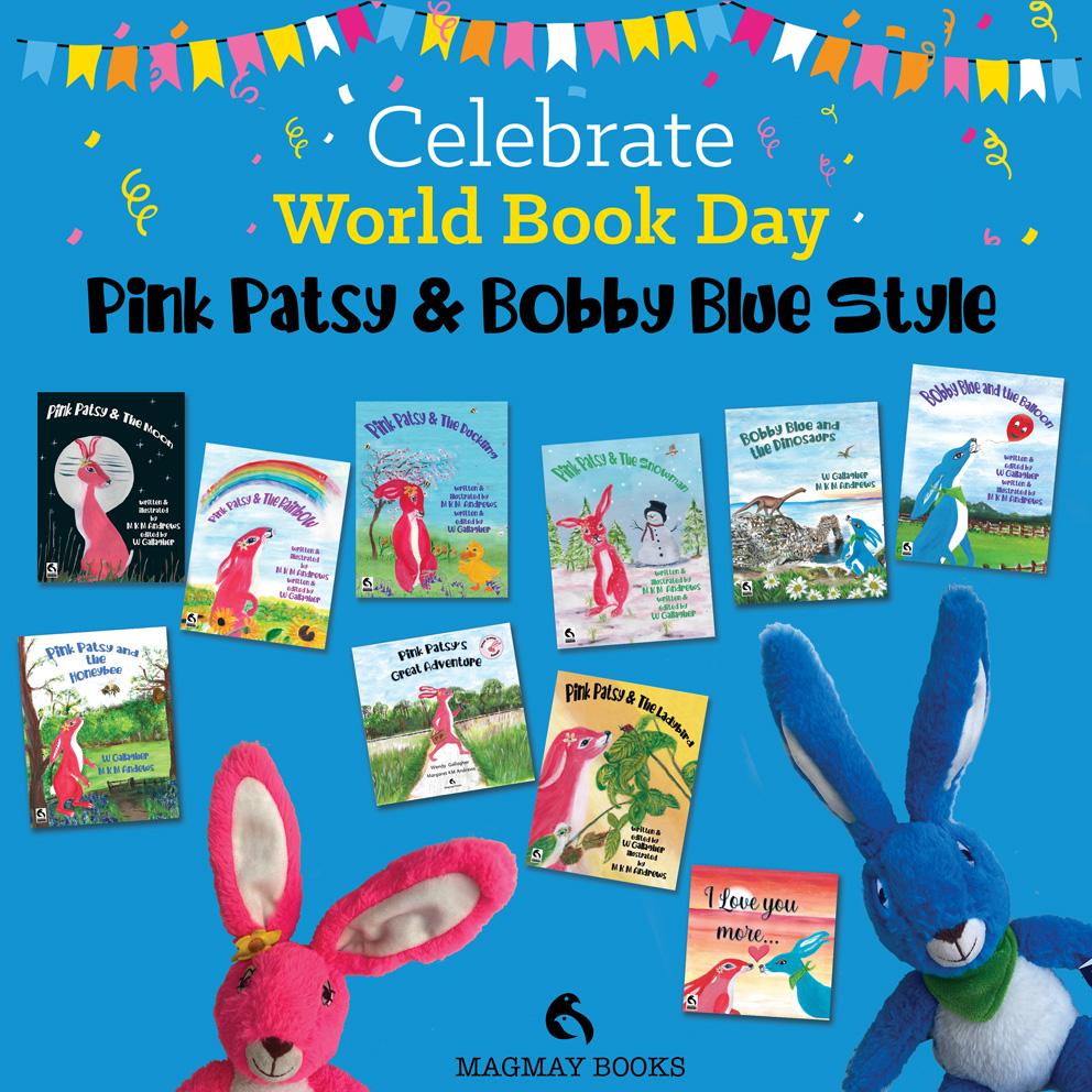 World Book Day with Pink Patsy and Bobby Blue, with author Wendy Gallagher and illustrator Margaret